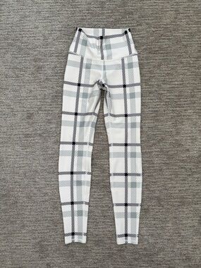 Alo Yoga White Plaid High-Waist Leggings